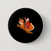 Xmas Family Matching Funny Santa Riding Squirrel C Button (Vorderseite)