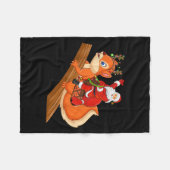 Xmas Family Matching Funny Santa Riding Squirrel C Fleecedecke (Vorderseite (Horizontal))