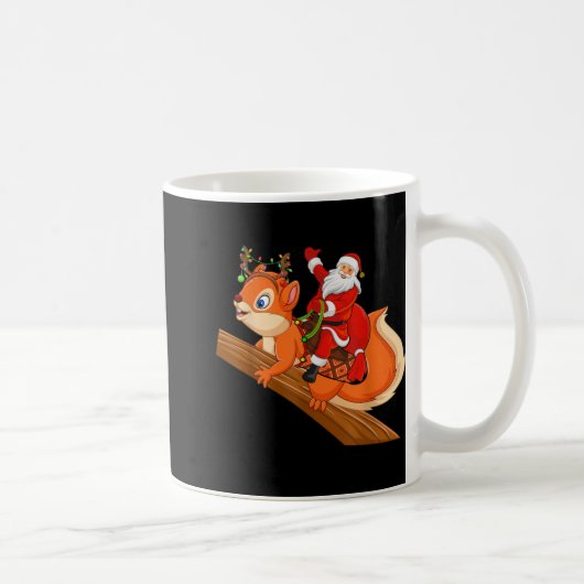 Xmas Family Matching Funny Santa Riding Squirrel C Kaffeetasse (Rechts)