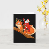 Xmas Family Matching Funny Santa Riding Squirrel C Karte (Gelbe Blume)