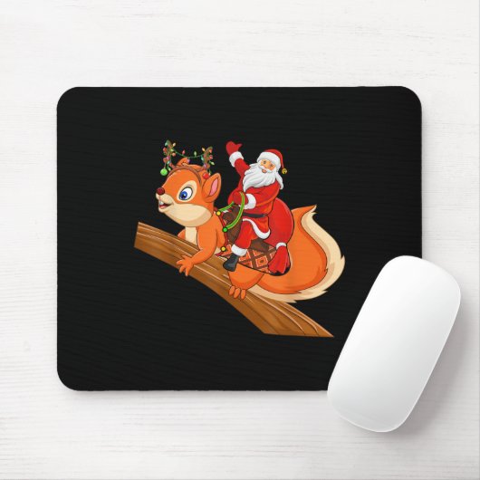 Xmas Family Matching Funny Santa Riding Squirrel C Mousepad (Mit Mouse)