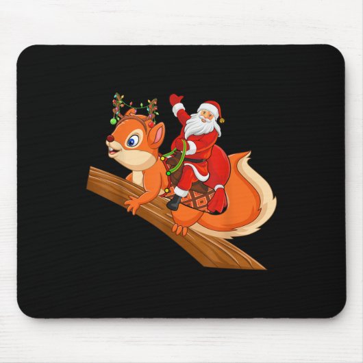 Xmas Family Matching Funny Santa Riding Squirrel C Mousepad (Vorne)