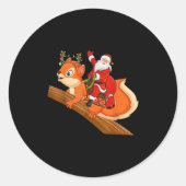 Xmas Family Matching Funny Santa Riding Squirrel C Runder Aufkleber (Vorderseite)