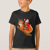 Xmas Family Matching Funny Santa Riding Squirrel C T-Shirt (Vorderseite)