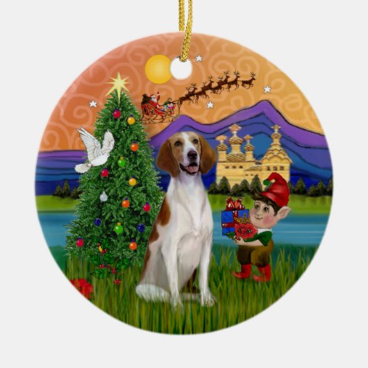 Xmas Fantasy - American Foxhound Keramik Ornament (Vorne)