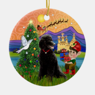 Xmas Fantasy - Black Standard Poodle Keramik Ornament