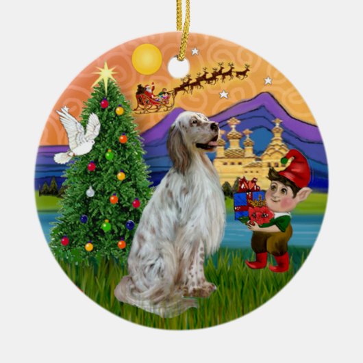 Xmas Fantasy - English Setter Keramikornament (Vorne)