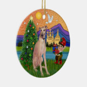 Xmas Fantasy - Fawn Greyhound (sitzend) Keramikornament (Rechts)