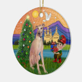 Xmas Fantasy - Fawn Greyhound (sitzend) Keramikornament (Links)