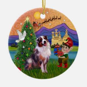 Xmas Fantasy - Merle Australian Shepherd Keramikornament