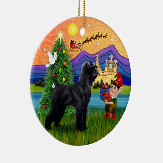 Xmas Fantasy - Riesenschwarzer Schnauzer Keramik Ornament (Rechts)