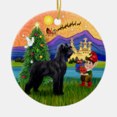 Xmas Fantasy - Riesenschwarzer Schnauzer Keramik Ornament (Vorne)