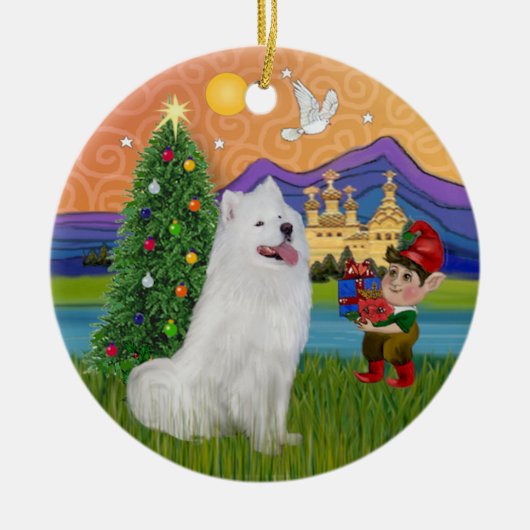 Xmas Fantasy - Samoyed Keramikornament (Vorne)