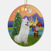 Xmas Fantasy - Samoyed Keramikornament (Links)