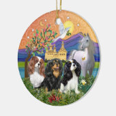 Xmas Fantasy-Three Cavalier King Charles Spaniel Keramik Ornament (Links)