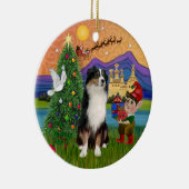 Xmas Fantasy - Tri Australian Shepherd Keramik Ornament (Rechts)