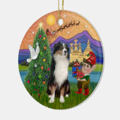 Xmas Fantasy - Tri Australian Shepherd Keramik Ornament (Links)