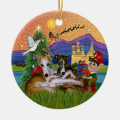 Xmas Fantasy - Two Whippets Keramikornament (Vorne)