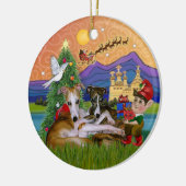 Xmas Fantasy - Two Whippets Keramikornament (Links)