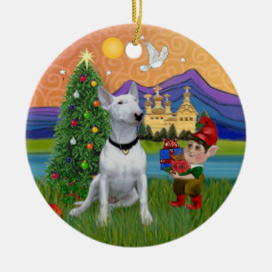 Xmas Fantasy - Weißer Bullterrier (P) Keramikornament