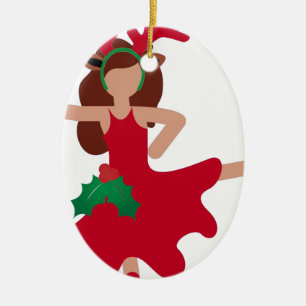 Xmas Flamenco Tänzer Emoji Keramikornament