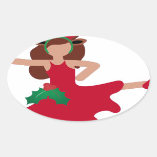 Xmas Flamenco Tänzer Emoji Ovaler Aufkleber