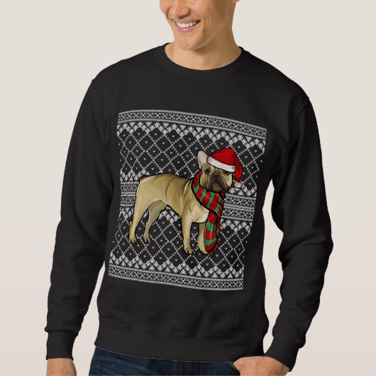 Xmas Französischer Bulldog Weihnachtsmann Ugge Wei Sweatshirt (Vorderseite)