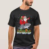 Xmas Funny Santa Claus Riding Great White Shark Ch T-Shirt (Vorderseite)