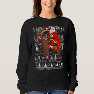 Xmas Funny Santa Riding Bergziege Ugly Christm Sweatshirt