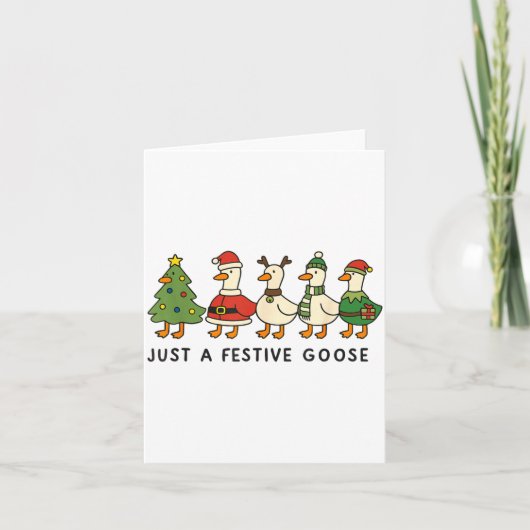 Xmas Funny Silly Goose Christmas Pjs Just A Festiv Karte (Vorderseite)