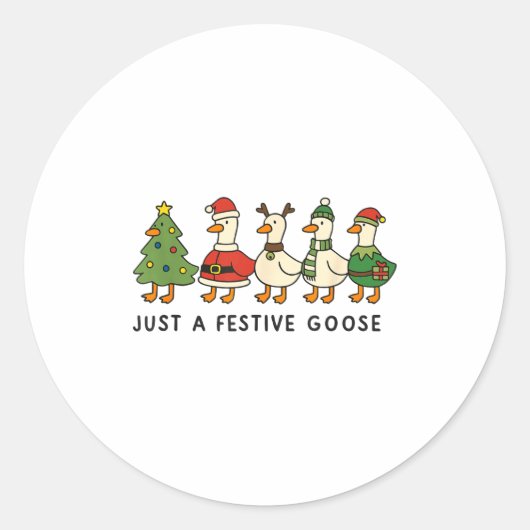 Xmas Funny Silly Goose Christmas Pjs Just A Festiv Runder Aufkleber (Vorderseite)