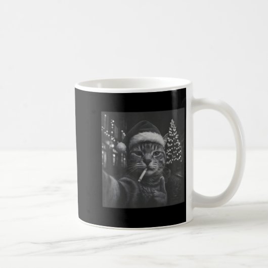 Xmas Funny Smoking Cat Cigarette Kitty Gen Z Meme Kaffeetasse (Rechts)