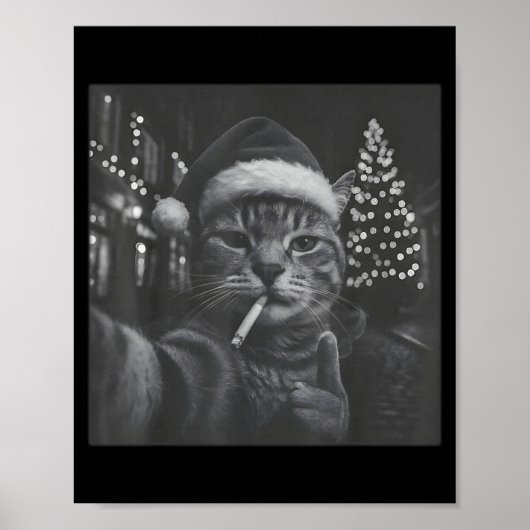 Xmas Funny Smoking Cat Cigarette Kitty Gen Z Meme  Poster (Vorne)