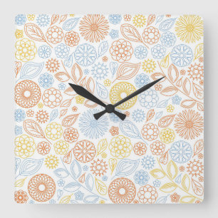 Xmas Geschenk Abstrakte Blume auf Weiß Quadratische Wanduhr