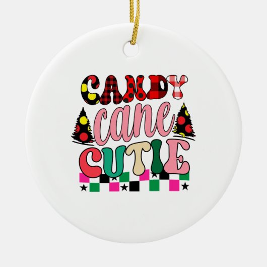 Xmas Geschenk Candy Cane Süsse Keramik Ornament (Vorne)