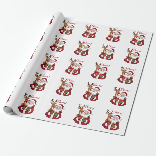 Xmas Geschenk Cheer Weihnachtsmann Geschenkpapier (Ungerollt)