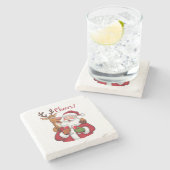 Xmas Geschenk Cheer Weihnachtsmann Steinuntersetzer (Seitenansicht)