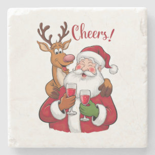Xmas Geschenk Cheer Weihnachtsmann Steinuntersetzer