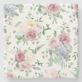 Xmas Geschenk Creamy White Antique Rose Steinuntersetzer