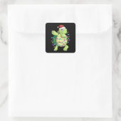 Xmas Geschenk Dabbing Turtle Weihnachten Quadratischer Aufkleber (Tasche)