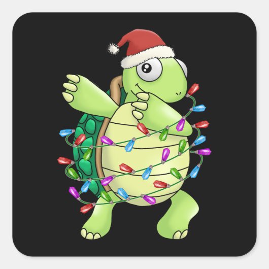 Xmas Geschenk Dabbing Turtle Weihnachten Quadratischer Aufkleber (Vorderseite)