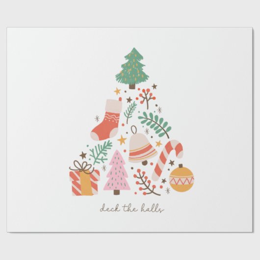 Xmas Geschenk Deck die Hallen Geschenkpapier (Flach)