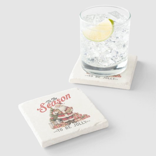 Xmas Geschenk dieser Saison Steinuntersetzer (Seitenansicht)