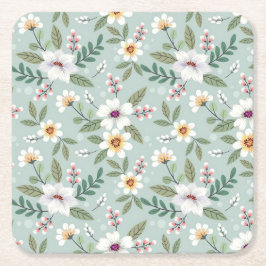 Xmas Geschenk Farbige Handgezeichnete Blume Rechteckiger Pappuntersetzer