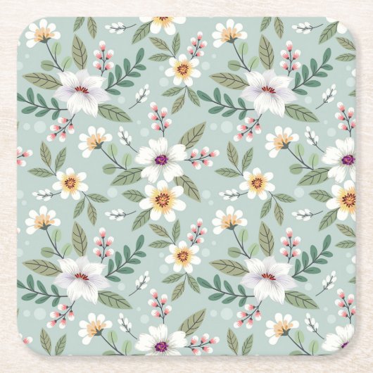 Xmas Geschenk Farbige Handgezeichnete Blume Rechteckiger Pappuntersetzer (Vorderseite)