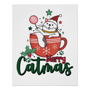 Xmas Geschenk frohe Niedliche Catmas Poster