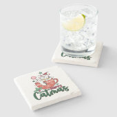 Xmas Geschenk frohe Niedliche Catmas Steinuntersetzer (Seitenansicht)