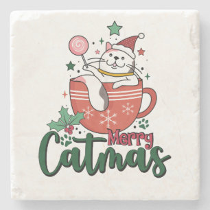 Xmas Geschenk frohe Niedliche Catmas Steinuntersetzer