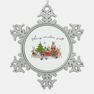 Xmas Geschenk frohe Weihnachten Yall Schneeflocken Zinn-Ornament
