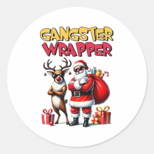 Xmas Geschenk Gangster Wrapped Runder Aufkleber